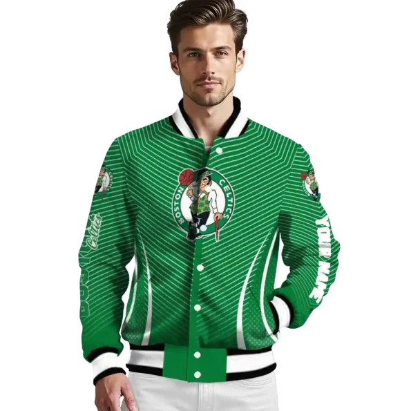 personalized boston celtics chevron arrow green varsity jacket high quality.webp