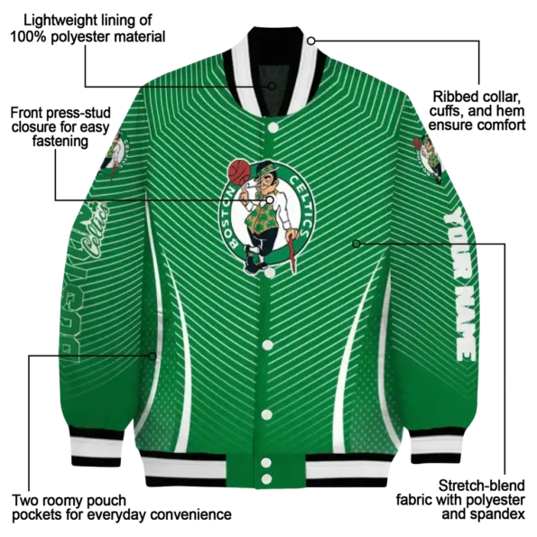personalized boston celtics chevron arrow green varsity jacket new arrival.webp