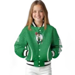 personalized boston celtics chevron arrow green varsity jacket best selling.webp