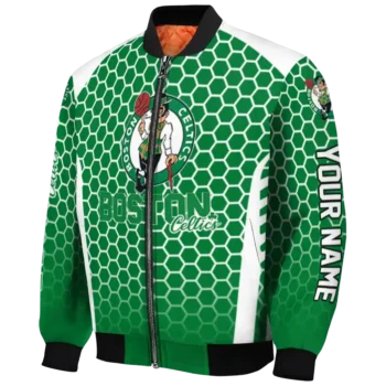 personalized boston celtics hexagon grid green bomber jacket best selling