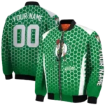 personalized boston celtics hexagon grid green bomber jacket best selling