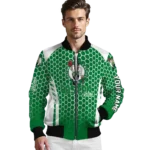 personalized boston celtics hexagon grid green bomber jacket best selling