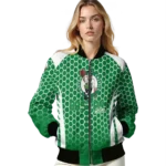 personalized boston celtics hexagon grid green bomber jacket best selling