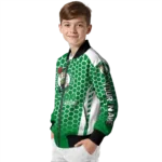 personalized boston celtics hexagon grid green bomber jacket best selling