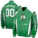 personalized boston celtics hexagon grid green varsity jacket best selling.webp