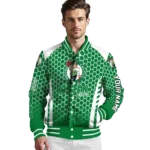 personalized boston celtics hexagon grid green varsity jacket best selling.webp
