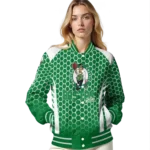 personalized boston celtics hexagon grid green varsity jacket best selling.webp
