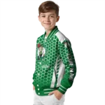 personalized boston celtics hexagon grid green varsity jacket best selling.webp