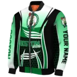 personalized boston celtics mesh effect green black bomber jacket best selling