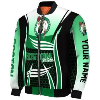 personalized boston celtics mesh effect green black bomber jacket best selling