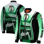 personalized boston celtics mesh effect green black bomber jacket best selling