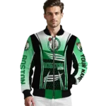 personalized boston celtics mesh effect green black bomber jacket best selling