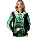 personalized boston celtics mesh effect green black bomber jacket best selling
