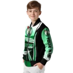 personalized boston celtics mesh effect green black bomber jacket best selling