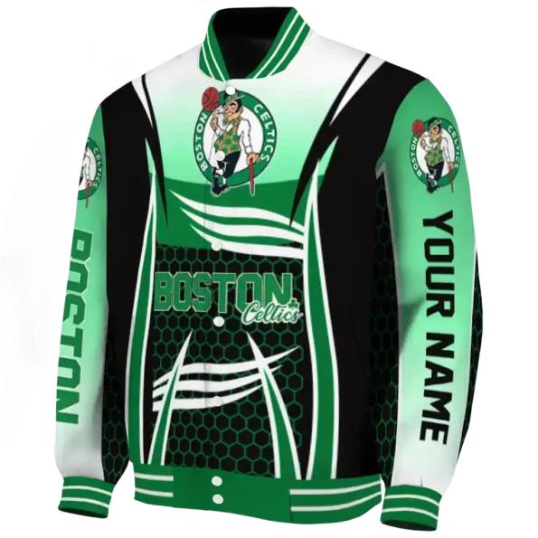 personalized boston celtics mesh effect green black varsity jacket best selling.webp