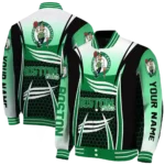 personalized boston celtics mesh effect green black varsity jacket best selling.webp