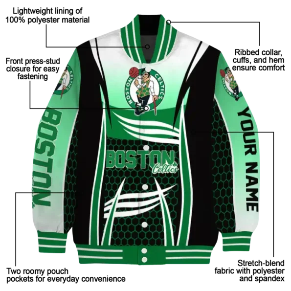 personalized boston celtics mesh effect green black varsity jacket new arrival.webp