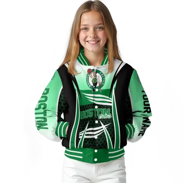 personalized boston celtics mesh effect green black varsity jacket top rated.webp