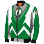 personalized boston celtics v stripes green white bomber jacket best selling