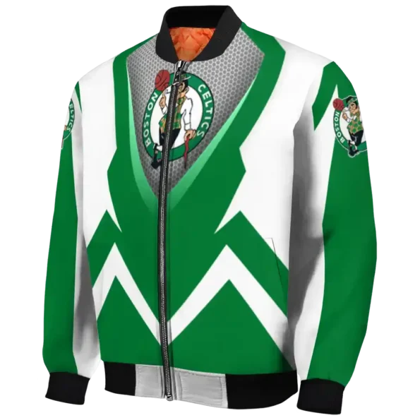 personalized boston celtics v stripes green white bomber jacket best selling