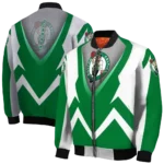 personalized boston celtics v stripes green white bomber jacket best selling
