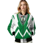 personalized boston celtics v stripes green white bomber jacket best selling