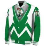 personalized boston celtics v stripes green white varsity jacket best selling.webp