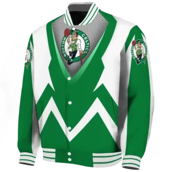personalized boston celtics v stripes green white varsity jacket best selling.webp