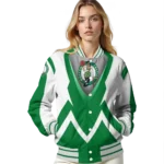 personalized boston celtics v stripes green white varsity jacket best selling.webp