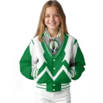 personalized boston celtics v stripes green white varsity jacket best selling.webp
