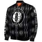 personalized brooklyn nets bolt stripe black bomber jacket best selling