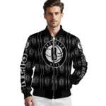 personalized brooklyn nets bolt stripe black bomber jacket best selling
