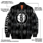 personalized brooklyn nets bolt stripe black bomber jacket best selling