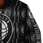 personalized brooklyn nets bolt stripe black bomber jacket best selling