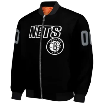 personalized brooklyn nets flame border black bomber jacket best selling