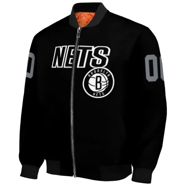 personalized brooklyn nets flame border black bomber jacket best selling
