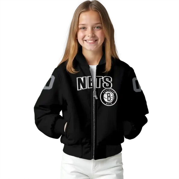 personalized brooklyn nets flame border black bomber jacket top rated