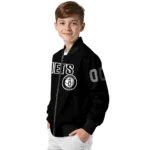 personalized brooklyn nets flame border black bomber jacket best selling