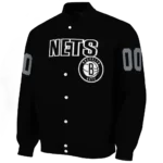 personalized brooklyn nets flame border black varsity jacket best selling.webp