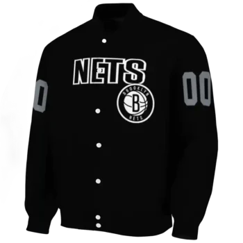 personalized brooklyn nets flame border black varsity jacket best selling.webp