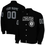 personalized brooklyn nets flame border black varsity jacket best selling.webp
