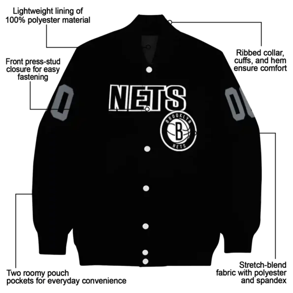 personalized brooklyn nets flame border black varsity jacket new arrival.webp