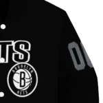 personalized brooklyn nets flame border black varsity jacket best selling.webp