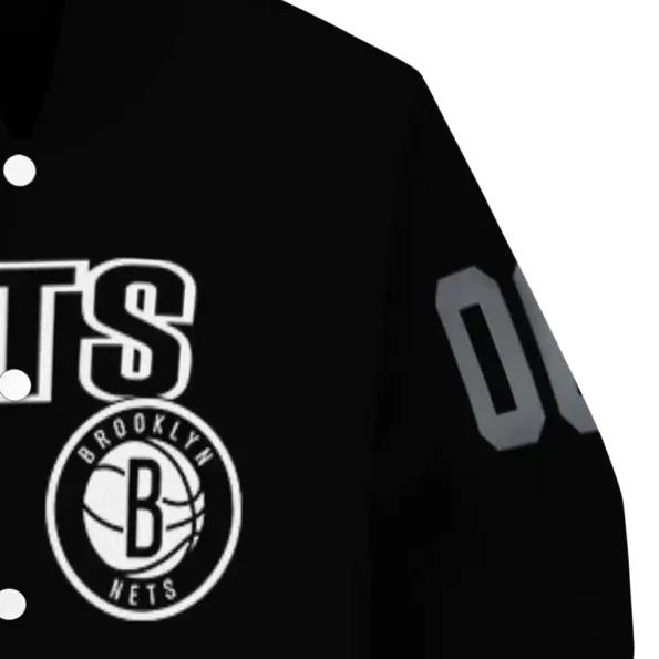 personalized brooklyn nets flame border black varsity jacket premium grade.webp
