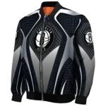 personalized brooklyn nets mesh chest black bomber jacket best selling