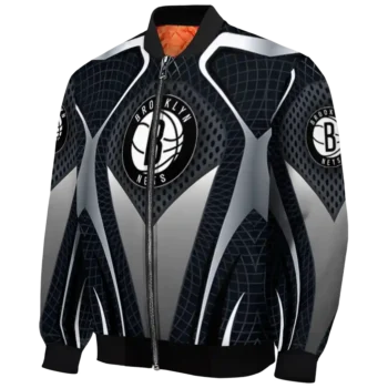 personalized brooklyn nets mesh chest black bomber jacket best selling