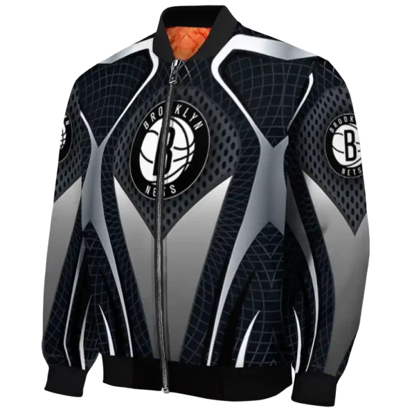 personalized brooklyn nets mesh chest black bomber jacket best selling