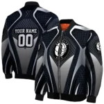 personalized brooklyn nets mesh chest black bomber jacket best selling