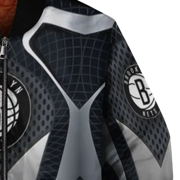 personalized brooklyn nets mesh chest black bomber jacket premium grade