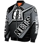 personalized brooklyn nets star burst black bomber jacket best selling